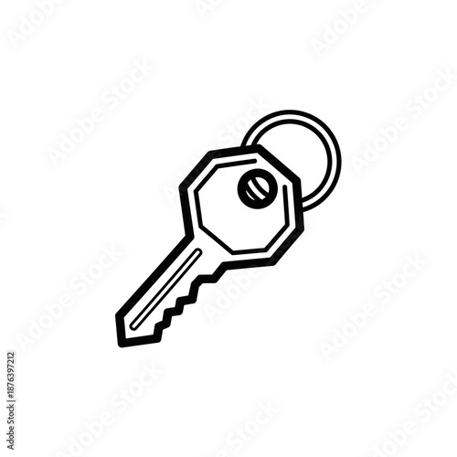 Minimalistic Illustration of a Metal Key on White Background for Security and Access Concepts