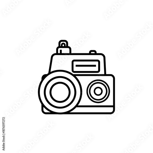 Minimalistic Line Drawing of Classic Camera for Photo and Media Projects