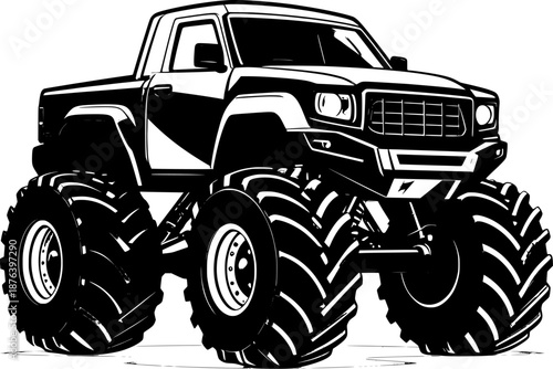 Aggressive Monster Truck Graphic Silhouette Vector
