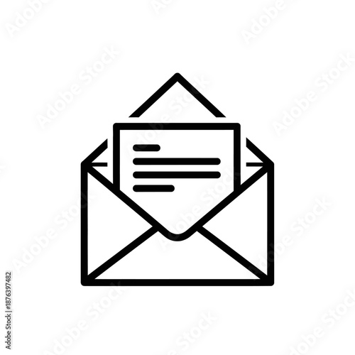 Open Envelope with Letter for Business Communication and Correspondence