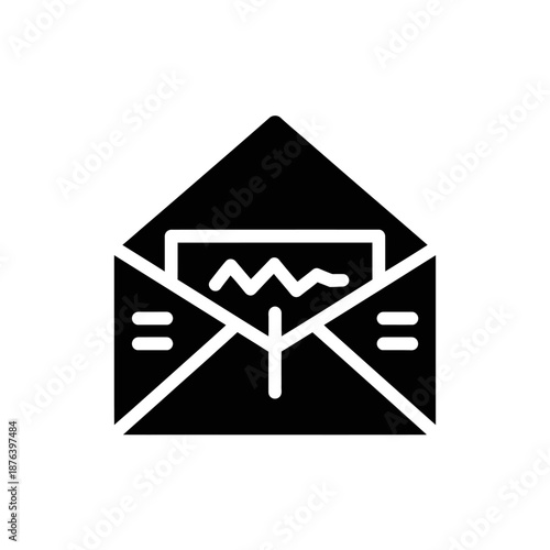 Open Envelope with Document Mail Icon representing Email Communication