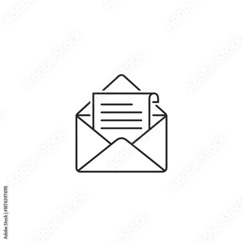 Open Envelope with Letter Inside for Business and Communication Concepts
