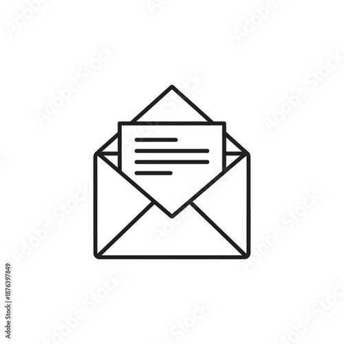 Open Envelope with Letter Inside for Business Correspondence or Communication