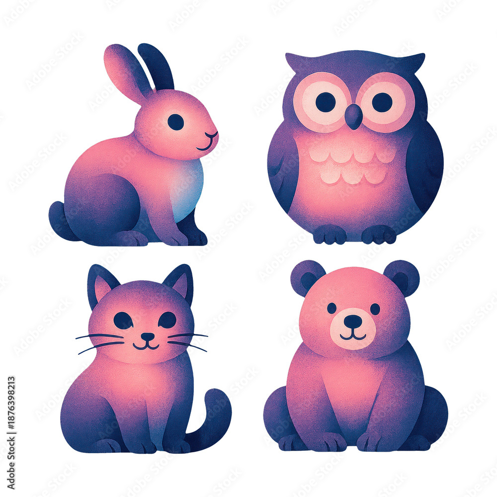 Fototapeta premium PNG Cute gradient animal illustration