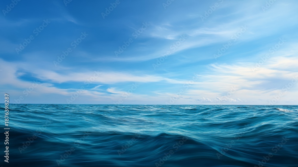 Obraz premium Calm waves lapping at the shore ocean landscape nature photography serene environment wide-angle view tranquility of the sea