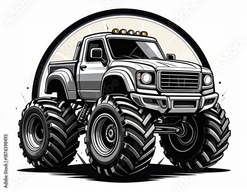 Monster Truck Emblem Style Vector Design