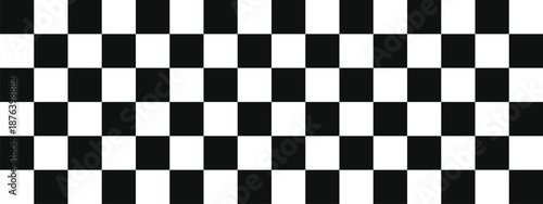 Black and white checkerboard pattern background. Classic geometric grid with repeating square tiles in high contrast style. Versatile backdrop for racing themes, design layouts, textiles, and modern g