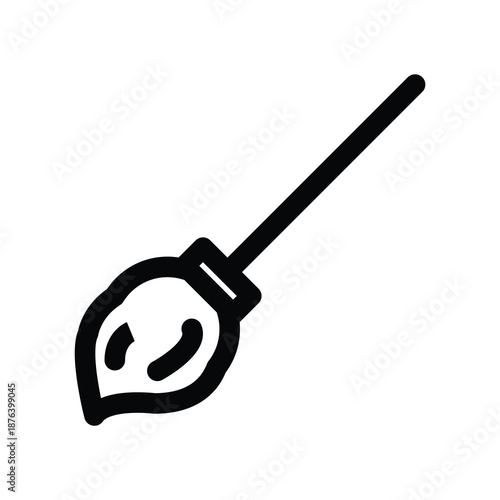 mop line art icon for cleaning service branding or stylized witch broomstick icon for halloween adn fantasy design