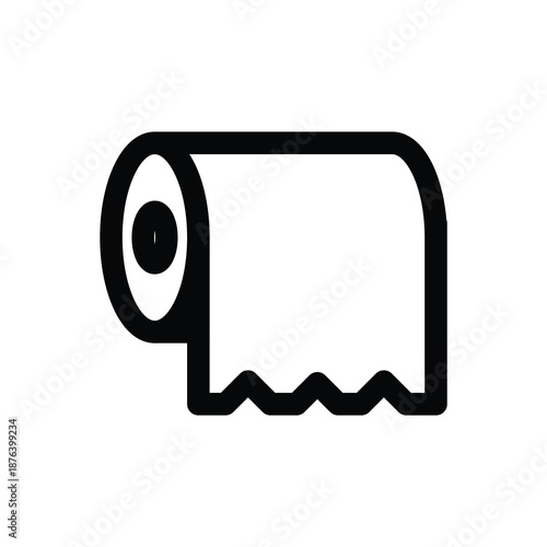 a clean and recognizable line icon of a tissue roll with a jagged edge detail