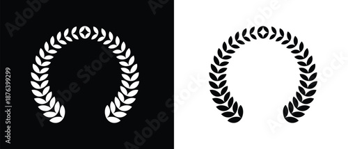 Laurel wreath icon set. black and golden laurel wreath icon set. floral icon set.