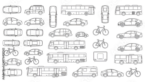 CAD Vehicle Vector Drawings | Car, Truck, Bus Silhouettes and Outlines | Top & Side Views