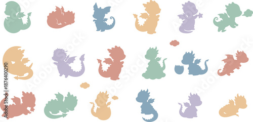 Cute Baby Dragon Silhouette Collection