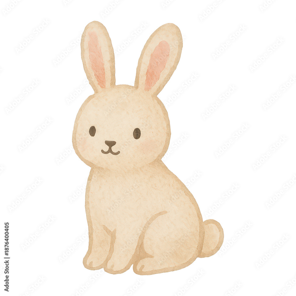 Obraz premium PNG Cute watercolor bunny illustration.