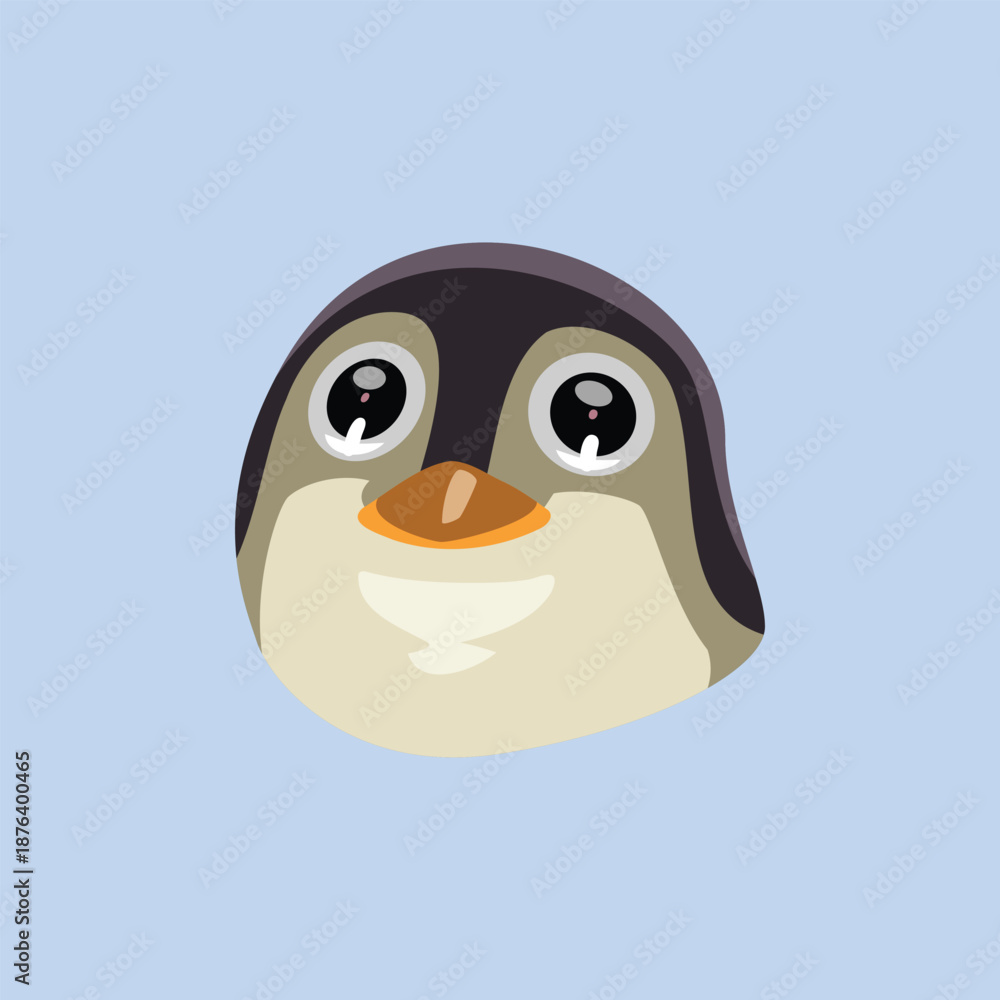 Obraz premium Illustration of Cute Cartoon Penguin Head Meme Face