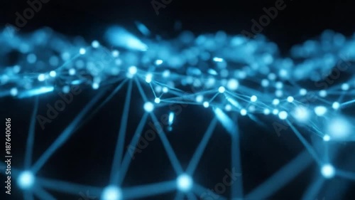 Glowing blue abstract network with interconnected nodes