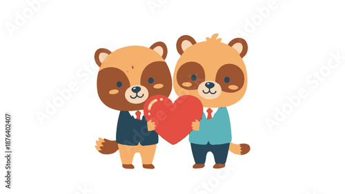 Cartoon Couple Holding Heart