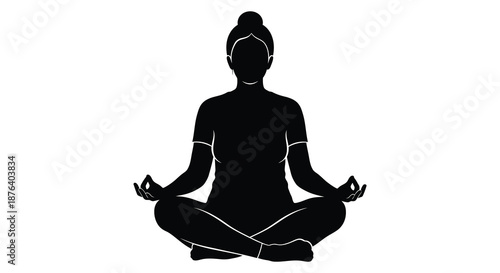 a person sitting in lotus position with hands in mudra silhouette high quality professional detailed modern