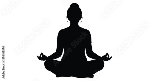 a woman sitting in lotus position meditation silhouette high quality professional detailed modern elegant stylish clean