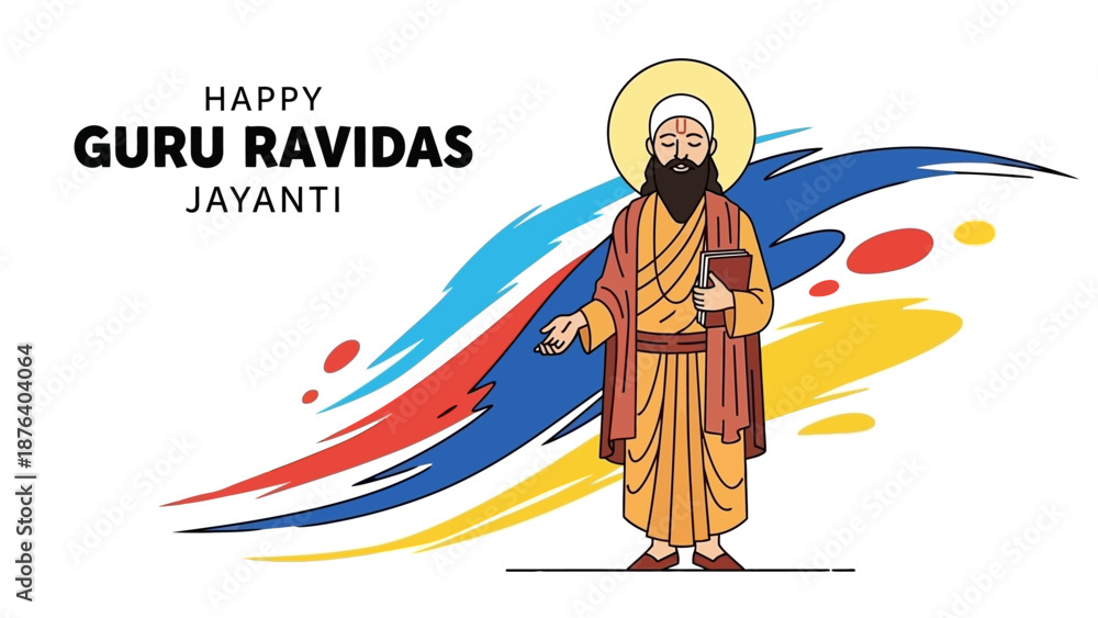 Αυτοκόλλητο Guru Ravidas Standing with Halo and Robes.