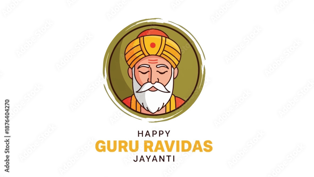Fototapeta premium Guru Ravidas Jayanti Illustration of Saint with Beard.