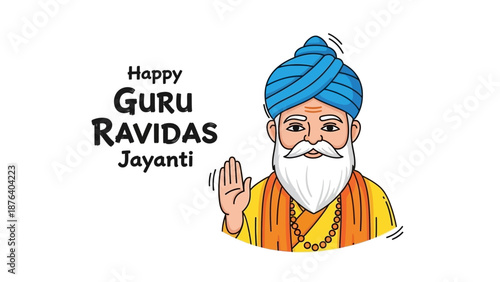 Guru Ravidas Cartoon Character Illustration Portrait.