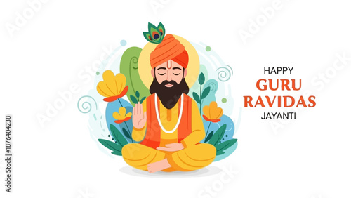 Guru Ravidas Jayanti Illustration of Saint with Beard.