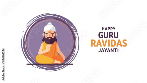 Guru Ravidas Illustration with Beard and Turban.