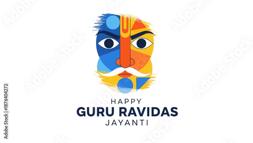 Guru Ravidas Jayanti face illustration design.