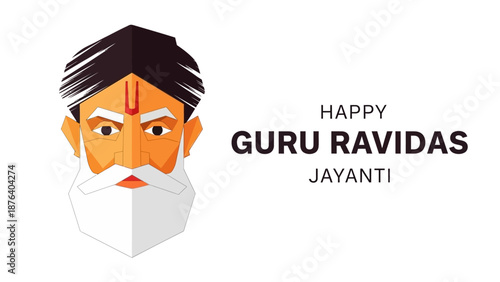 Guru Ravidass Portrait with Turban and Beard.