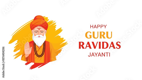 Guru Ravidas Portrait with Text Overlay.