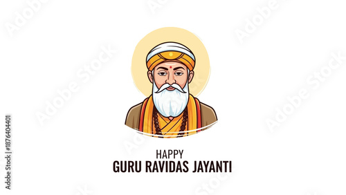 Illustration of Guru Ravidas with Beard and Turban.