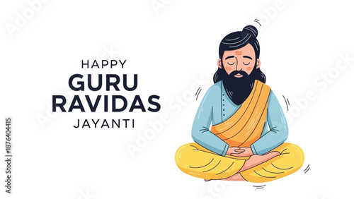 Illustration of Guru Ravidas sitting in meditation.