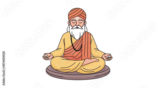 Illustration of a Man Meditating Peacefully.