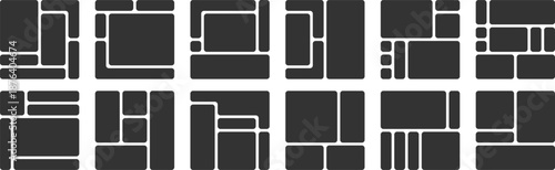 set of bento style grid layout templates for Ui Ux website design and photo collage