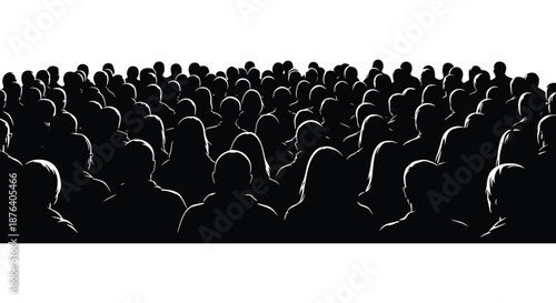 a large crowd of people in black silhouette high quality professional detailed modern elegant stylish clean