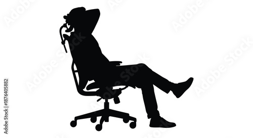 man sitting in office chair with one leg raised silhouette high quality professional detailed modern elegant