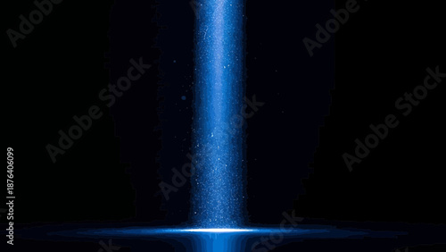 Dramatic blue light beam against dark background for creative designs