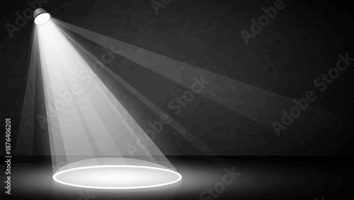 Dramatic spotlight illuminates a stage, creating a captivating and theatrical atmosphere