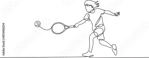 Single continuous line drawing of young agile tennis player hit the ball from opponent. Sport exercise concept. Trendy one line draw design. one line Icon drawing