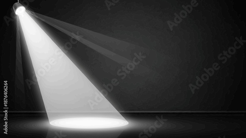 Dramatic Spotlight Illuminating a Dark Stage Backdrop for Presentations