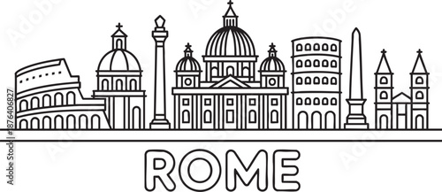 Rome skyline outline art landmark illustration concept for travel tourism design project