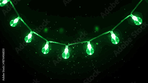 Festive green christmas lights string decoration for holidays and celebrations