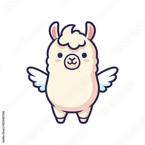 Adorable Cartoon Llama with Wings Illustration