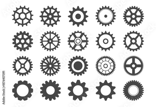 Cogwheel machine gear icon, featuring a set of isolated gear wheels in clean vector style for technology and machinery concepts.