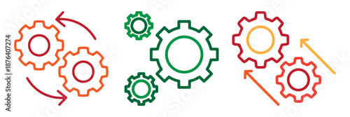 Three Interlocking Gears Icon. vector Eps 10