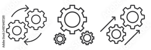 Three Interlocking Gears Icon. vector Eps 10