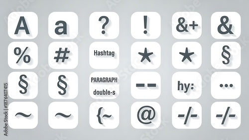 Keyboard Symbols and Punctuation Marks Display.