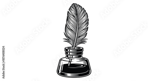 a quill pen in an inkwell with a detailed feather silhouette high quality professional modern elegant