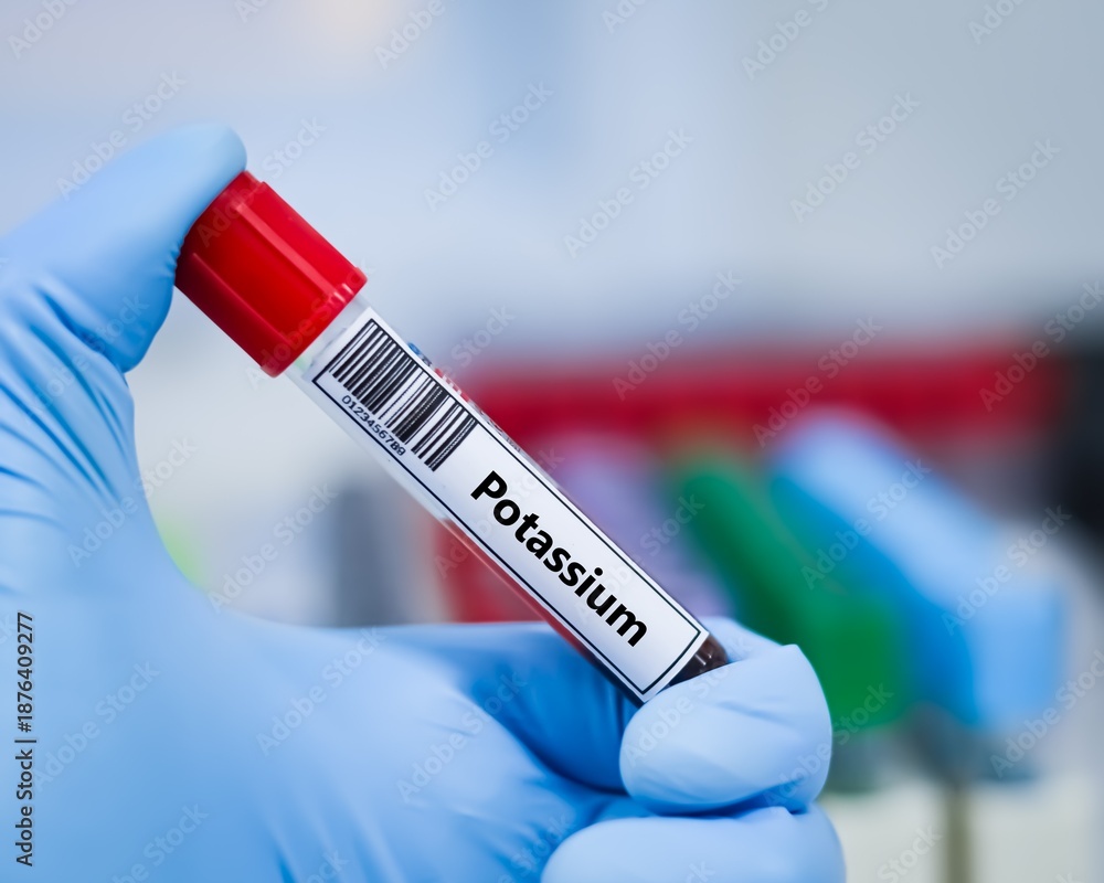 Fototapeta premium Blood sample tube for potassium test analysis.