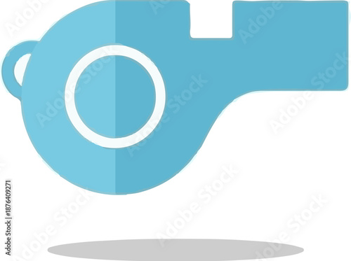 A minimalist graphic of a teal whistle with a white outline and a faint grey shadow below